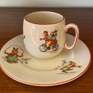 Rare VTG Royal Winton Bunny’s Playtime English China Cup/Plate Made in England